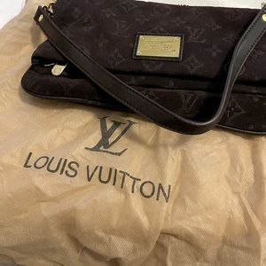 Brown LV suede purse. Fold over magnetic closer front. Used condition.